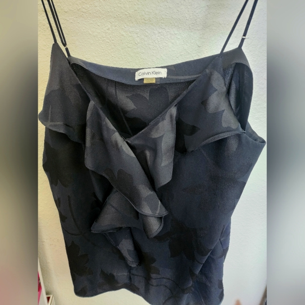 Calvin Klein Women's Black Ruffle Top